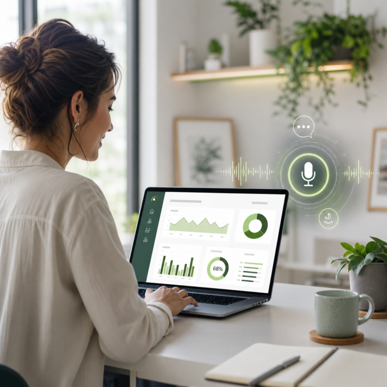 Small business owner analyzing analytics for cheapest AI voice minutes add-on