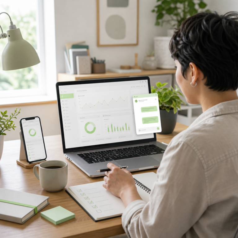 Service business owner testing an AI chat plugin free trial on a WordPress site
